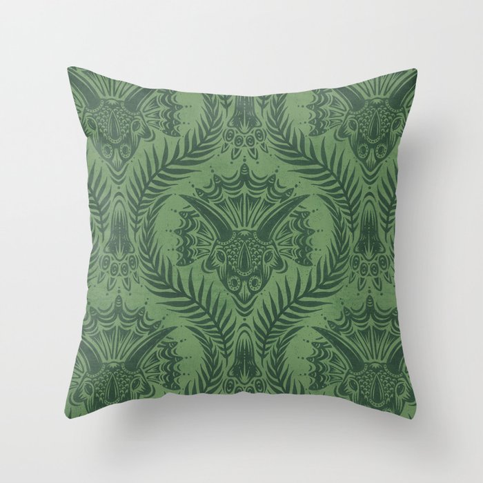 Triceratops Damask - Fern Throw Pillow Gallery Image 6