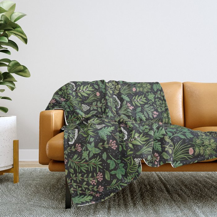 Herbs & Spices - dark Throw Blanket Gallery Image 2
