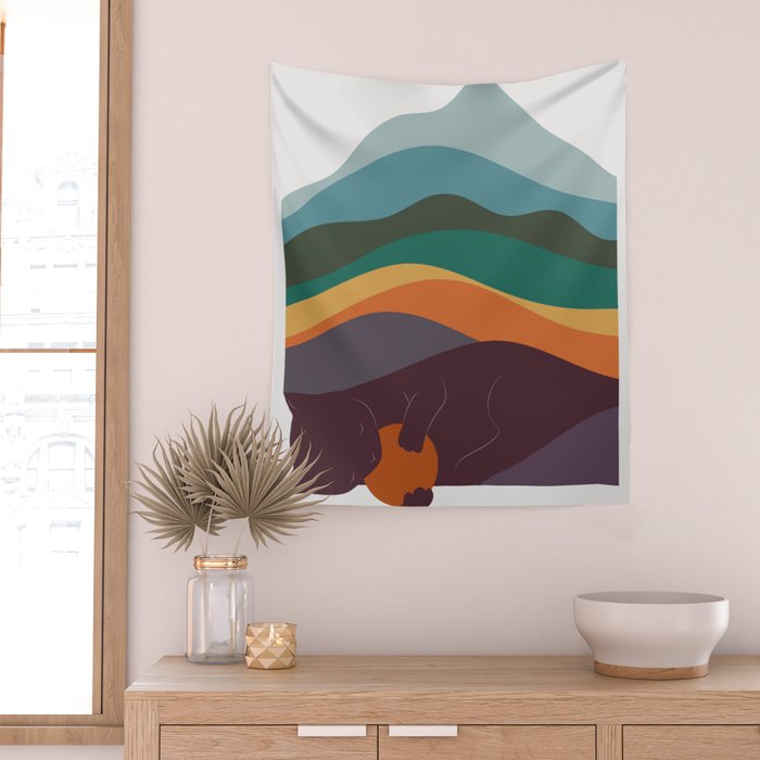 Cat Landscape 8 Wall Tapestry Gallery Image 2