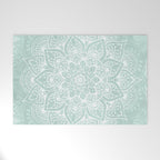 Mandala, Yoga, Love, Flower of Life, Teal Green Welcome Mat Gallery Image 1