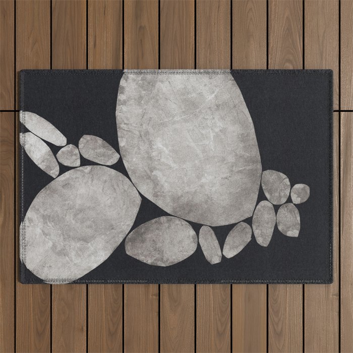 Balancing / Gray on Black Outdoor Rug Gallery Image 1