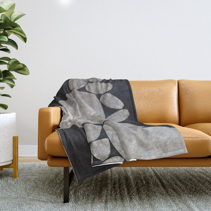 Balancing / Gray on Black Throw Blanket Gallery Image 1