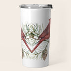 Christmas Red Cardinal Bird and Pine Watercolor Travel Mug Gallery Image 2