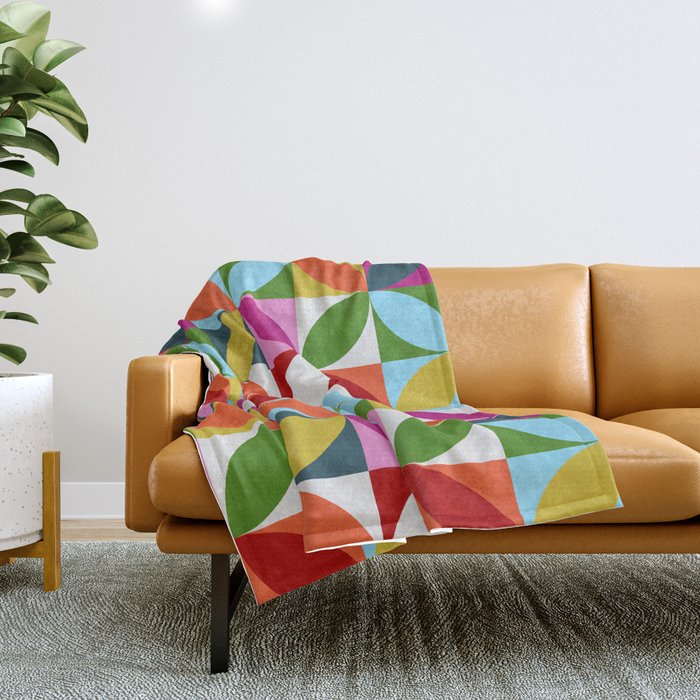 Colorful Retro Pattern Throw Blanket Gallery Image 1