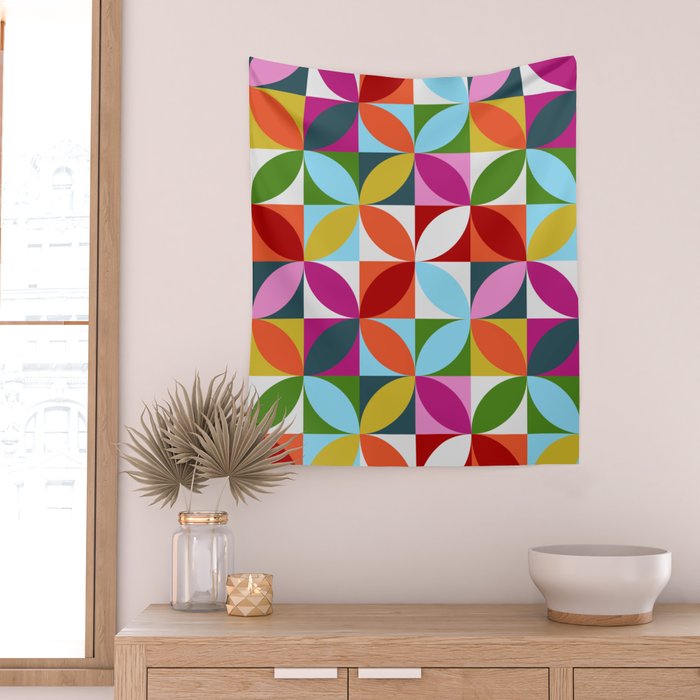 Colorful Retro Pattern Wall Tapestry Gallery Image 2