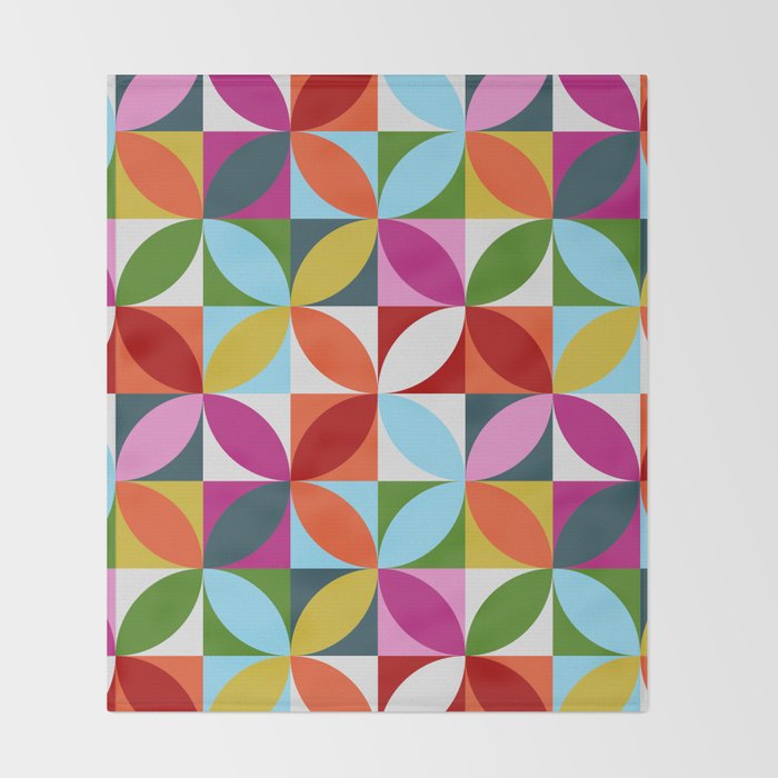 Colorful Retro Pattern Throw Blanket Gallery Image 2