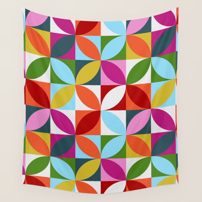 Colorful Retro Pattern Wall Tapestry Gallery Image 4