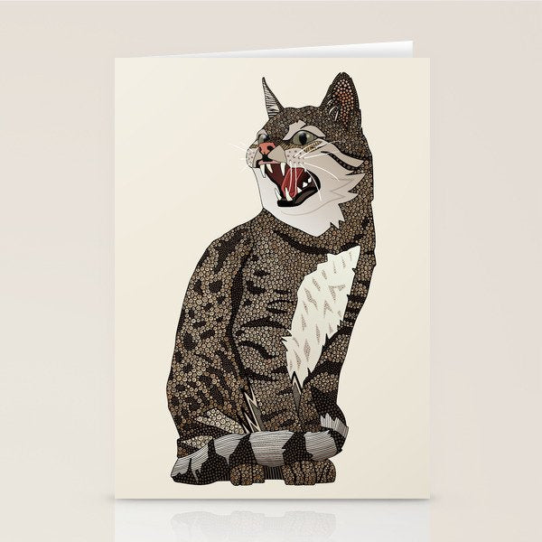 Indian desert cat off white Stationery Card Gallery Image 1