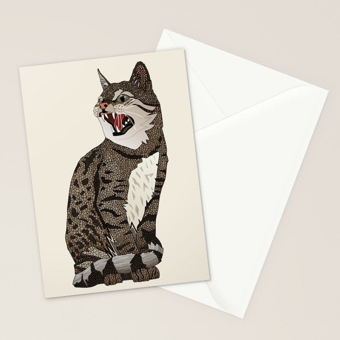 Indian desert cat off white Stationery Card Gallery Image 2