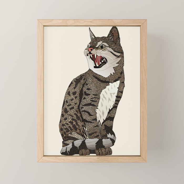 Indian desert cat off white Mini Art Print Gallery Image 1