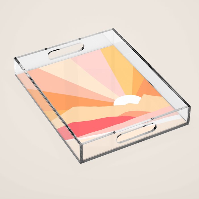 Sunny Coastal Retro Rainbow Acrylic Tray Gallery Image 1