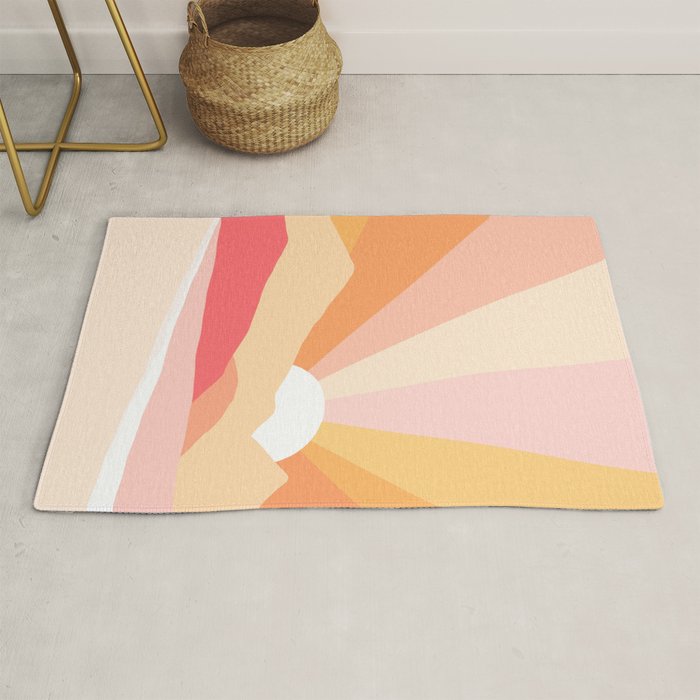 Sunny Coastal Retro Rainbow Rug Gallery Image 1