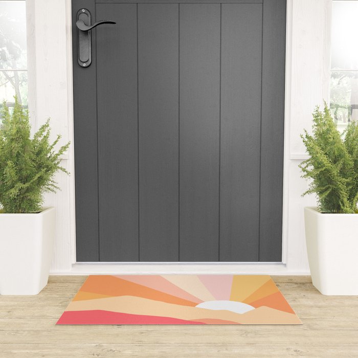 Sunny Coastal Retro Rainbow Welcome Mat Gallery Image 3
