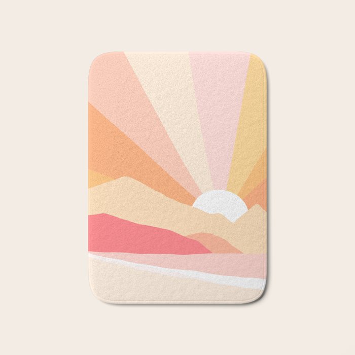 Sunny Coastal Retro Rainbow Bath Mat Gallery Image 1