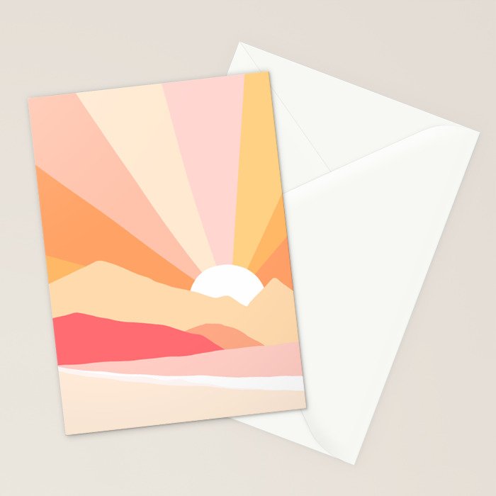 Sunny Coastal Retro Rainbow Stationery Card Gallery Image 2