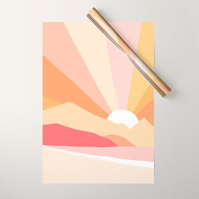 Sunny Coastal Retro Rainbow Wrapping Paper Gallery Image 1