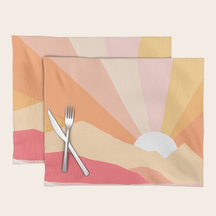 Sunny Coastal Retro Rainbow Placemat Gallery Image 1