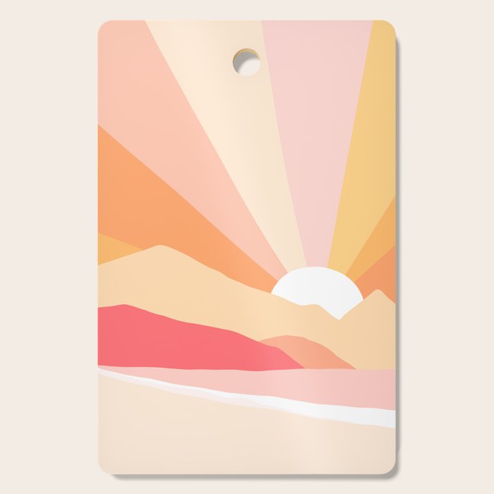 Sunny Coastal Retro Rainbow Cutting Board Gallery Image 1