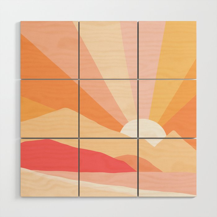 Sunny Coastal Retro Rainbow Wood Wall Art Gallery Image 1