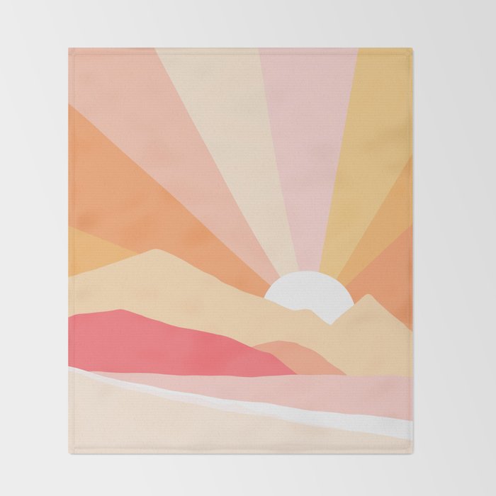 Sunny Coastal Retro Rainbow Throw Blanket Gallery Image 2