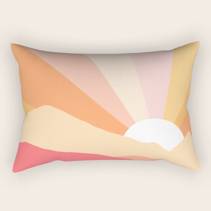 Sunny Coastal Retro Rainbow Rectangular Pillow Gallery Image 1