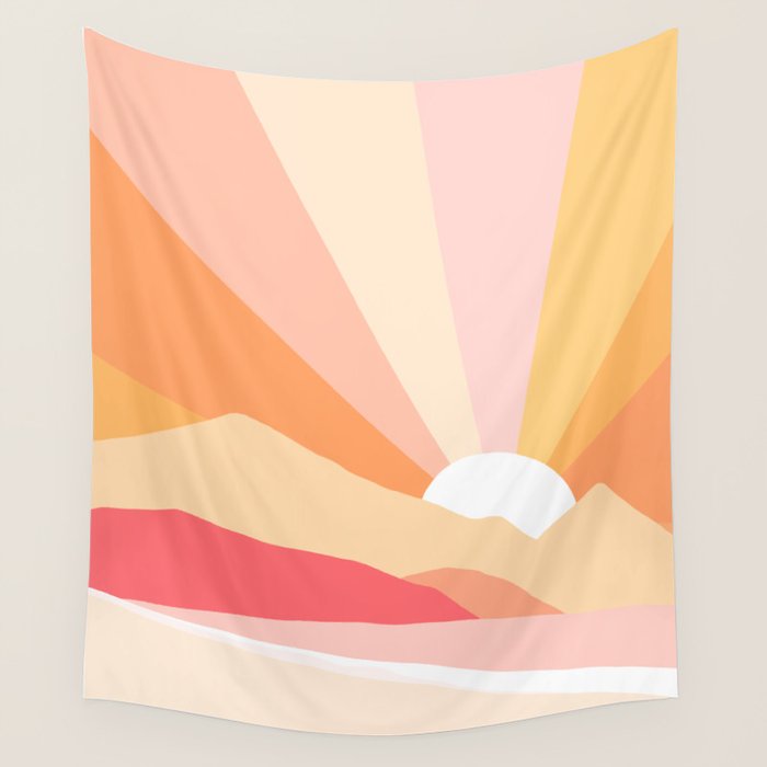 Sunny Coastal Retro Rainbow Wall Tapestry Gallery Image 4