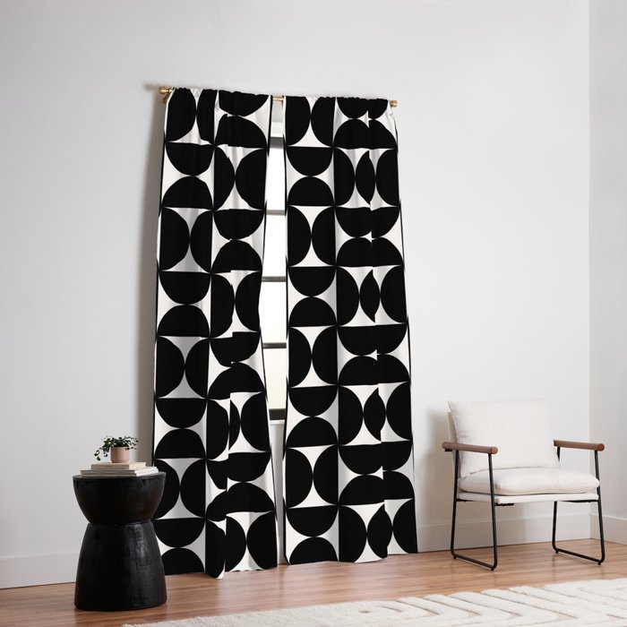 Bauhaus Mid Century Modern Geometric Pattern I Window Curtain Gallery Image 2