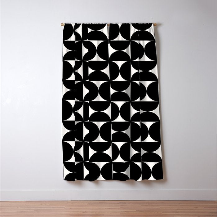 Bauhaus Mid Century Modern Geometric Pattern I Window Curtain Gallery Image 3