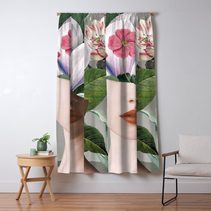 Floral Portrait /collage 2 Window Curtain Gallery Image 5