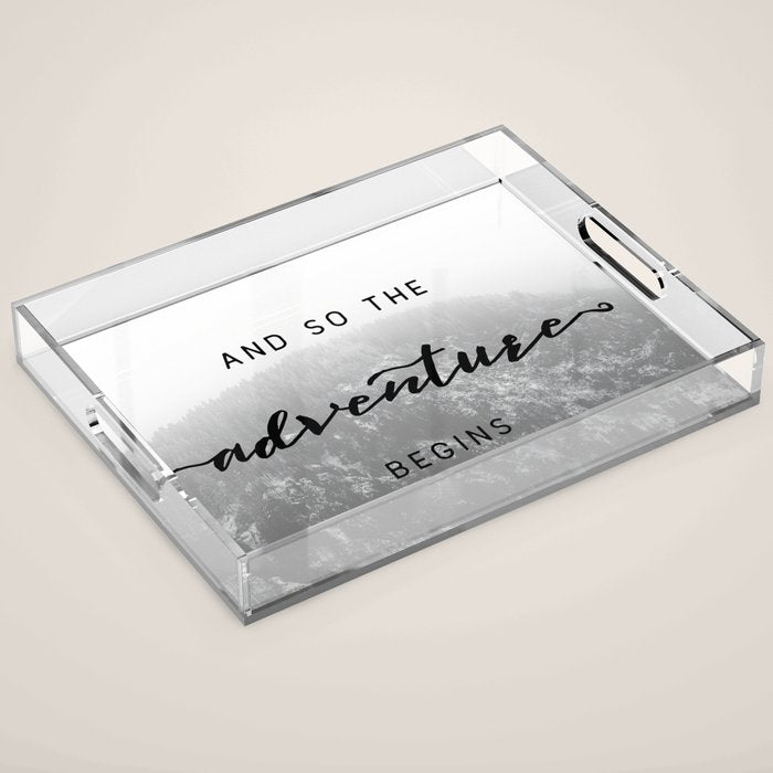 And So The Adventure Begins - Snowy Mountain Acrylic Tray Gallery Image 1
