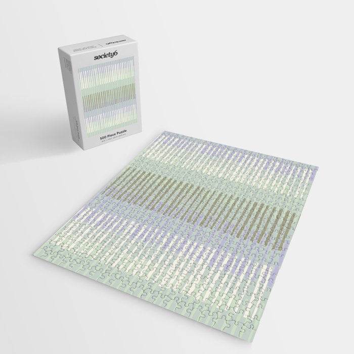 Block print geometrics stripes sage Jigsaw Puzzle Gallery Image 2
