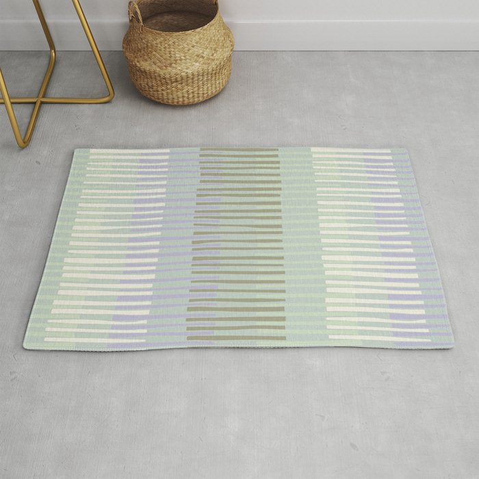 Block print geometrics stripes sage Rug Gallery Image 1