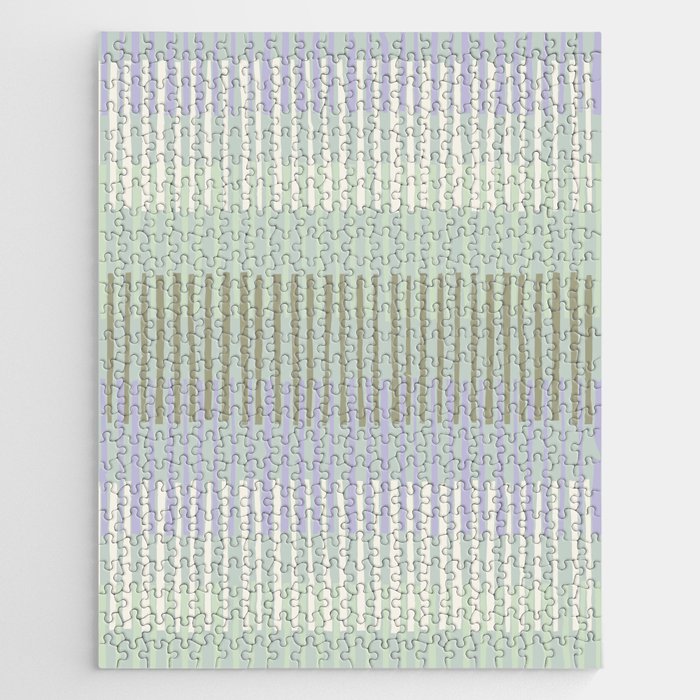 Block print geometrics stripes sage Jigsaw Puzzle Gallery Image 1