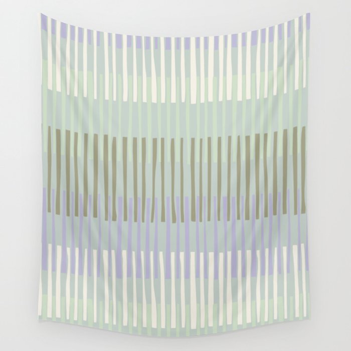 Block print geometrics stripes sage Wall Tapestry Gallery Image 4