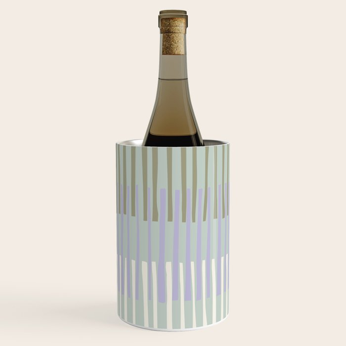 Block print geometrics stripes sage Wine Chiller Gallery Image 2