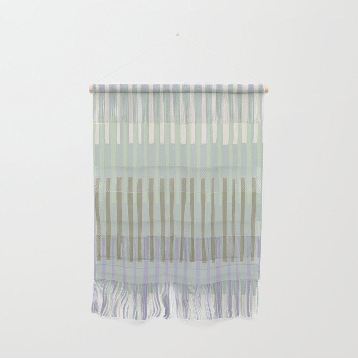 Block print geometrics stripes sage Wall Hanging Gallery Image 1