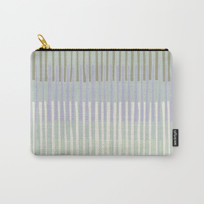 Block print geometrics stripes sage Carry All Pouch Gallery Image 1