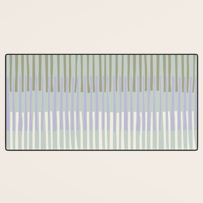 Block print geometrics stripes sage Desk Mat Gallery Image 3