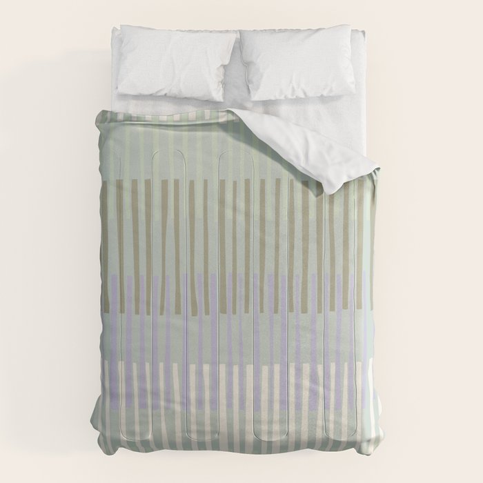 Block print geometrics stripes sage Comforter Gallery Image 1