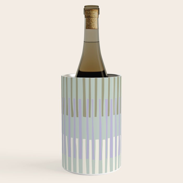 Block print geometrics stripes sage Wine Chiller Gallery Image 1