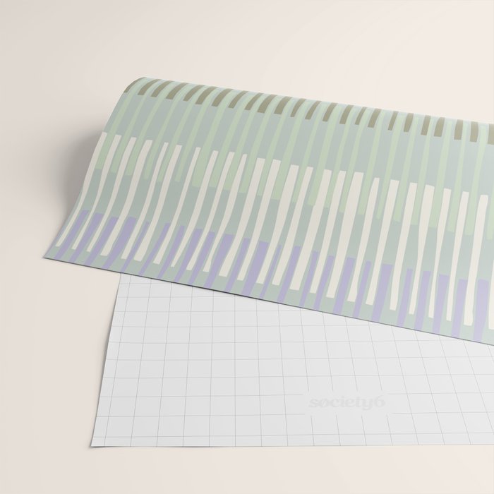 Block print geometrics stripes sage Wrapping Paper Gallery Image 2