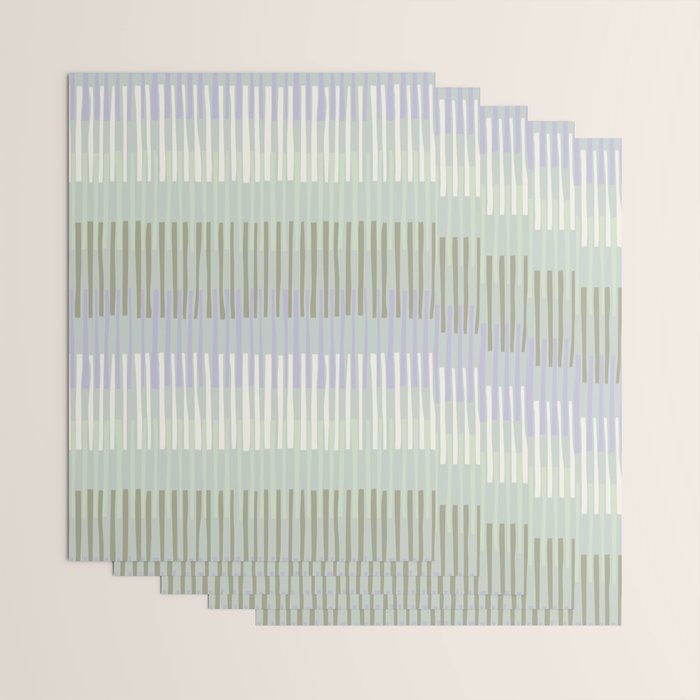 Block print geometrics stripes sage Wrapping Paper Gallery Image 3