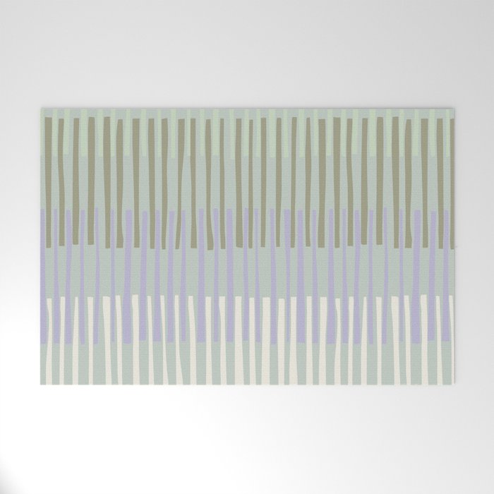 Block print geometrics stripes sage Welcome Mat Gallery Image 1