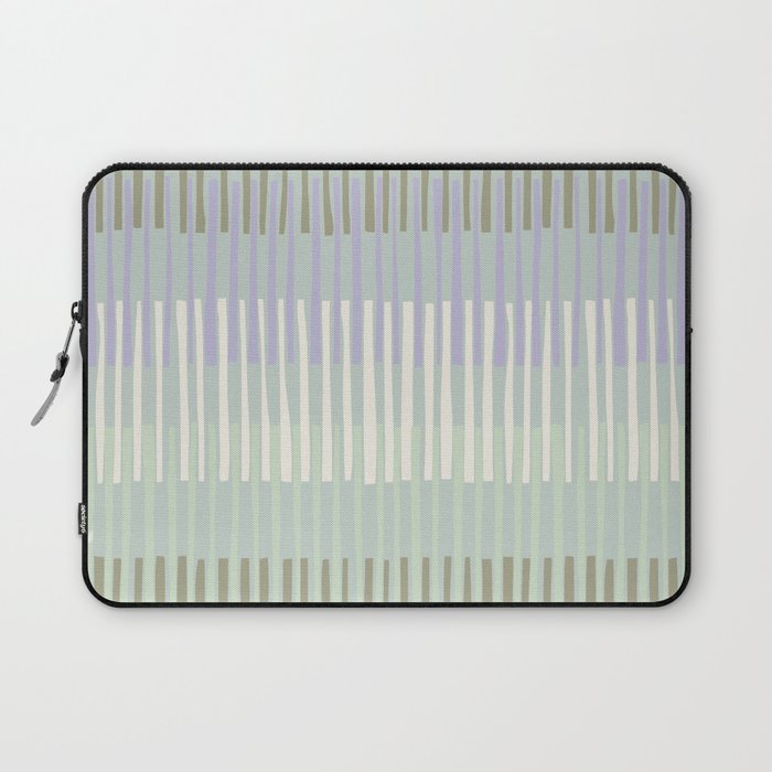 Block print geometrics stripes sage Laptop Sleeve Gallery Image 1