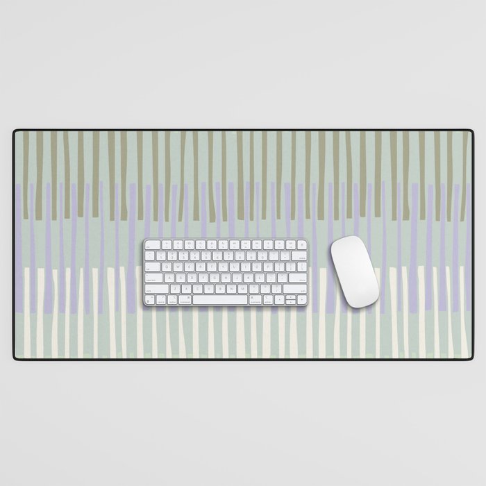Block print geometrics stripes sage Desk Mat Gallery Image 1