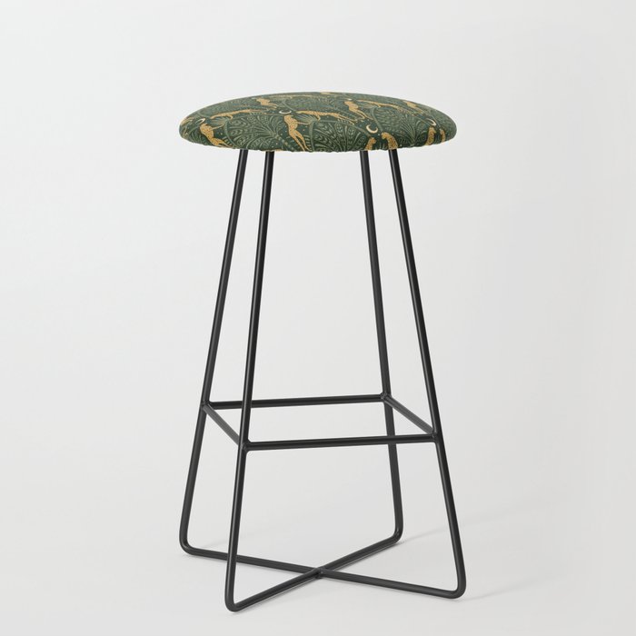 Night Cheetahs - Fern Green and Gold Stool Gallery Image 1