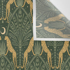 Night Cheetahs - Fern Green and Gold Wall Tapestry Gallery Image 3