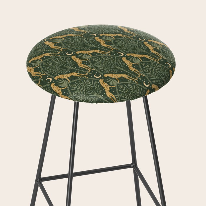Night Cheetahs - Fern Green and Gold Stool Gallery Image 2