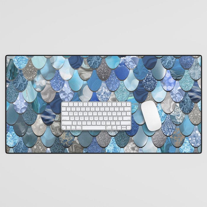 Mermaid Ocean Blue Pattern Desk Mat Gallery Image 1