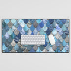 Mermaid Ocean Blue Pattern Desk Mat Gallery Image 1
